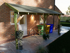 Wooden Lean to Gazebo Shelter Canopy | Felt Shingle Roof