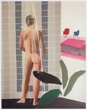 Man Taking a Shower, David Hockney print in 11 x 14 mount ready to frame SUPERB