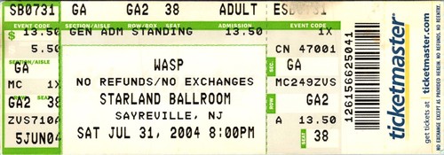 Wasp concert ticket - wasp,