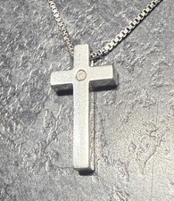 Vintage Sterling Silver Crucifix on 17.5 inch sterling silver fine  box chain