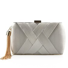 Womens Evening Bag Wedding Party Prom Satin Tassel Clutch Purse Chain Handbag UK