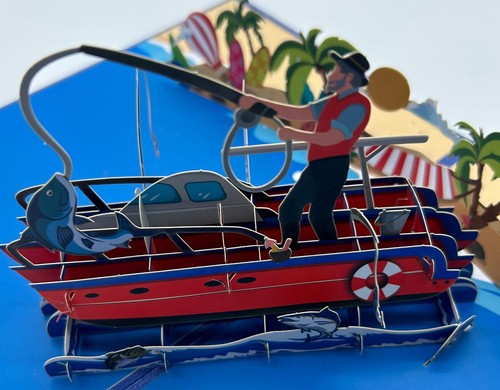 Fishing pop card - fishing, 3d