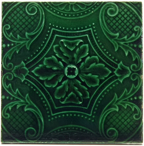 Antique fireplace tile moulded - antique,