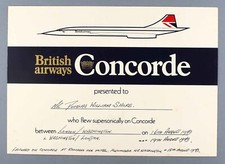 BRITISH AIRWAYS USED CONCORDE CERTIFICATE VINTAGE CROWN LOGO BA AIRLINE 1979