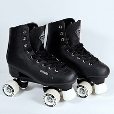 Oxelo Black Quad Roller Skates - Classic Retro Style - Adult/Teen - UK Size 6
