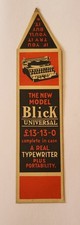 Rare vintage/antique Blick Universal Typewriter advertising bookmark bookmarker