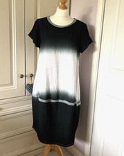 Ombre Fade Cotton Balloon Dress UK 12 White Grey Black