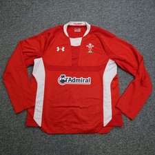 Wales Rugby Shirt Large Red Home Kit 2011 2013 Under Armour Jersey Admiral