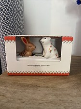 Cath Kidston Christmas Salt & Pepper Shakers & Tray BNIB New Rabbit Polar Bear