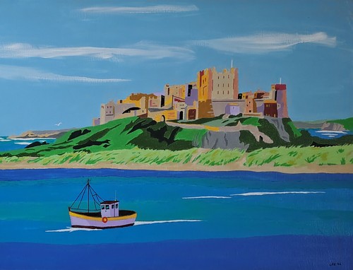 Bamburgh castle painting - bamburgh,