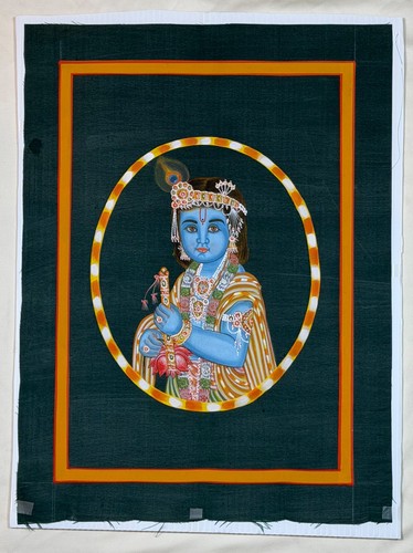 Hand painted bal krishna silk - hand-painted,