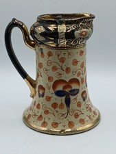 Vintage / antique Staffordshire (?) Imari pattern, pewter lid jug / coffee pot 