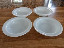 4 Vintage Phoenix Glass Opalware Dessert Bowls Pyrex White 1960's retro kitchen 