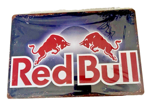 Red bull metal sign - red,