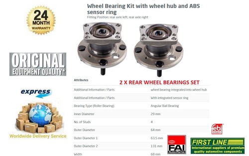 Rear wheel bearings - 2x,