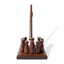 Handcrafted Solid Wood Bar Skittles Game Wooden Bowling Set