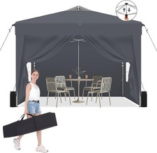 Waterproof and UV Resistant Pop Up  Gazebo with Sides 3m x 3m Dark Grey