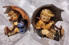 Pair of  Goebel Hummel Figurines of Umbrella Boy & Umbrella Girl TMK4 - 5" tall