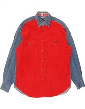 FACONNABLE Mens Tall Denim Shirt Large Red Colourblock Cotton DM36