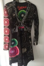 100% cotton dress DESIGUAL size S quirky hippy boho style