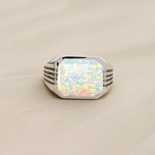 FIRE OPAL SIGNET RING 925