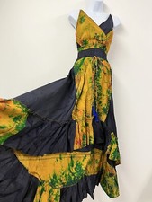 SILK Dress Long Tie Dye Festival One Size Fairy Vintage Boho Folk Maxi Indian