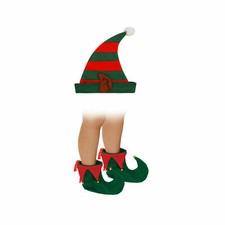 New Adult Deluxe Elf Shoes & Hat Christmas Party Fancy Dress Accessory UK