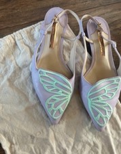 Genuine Sophia Webster Slingback Flat Shoes Sandals Butterfly Lilac Blue Size 4 