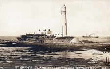 WHITLEY BAY. ST.MARY'S ISLAND & LIGHTHOUSE # 925 BY T.H.DICKINSON
