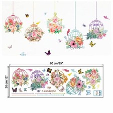 Decal Pattern Mural Home Wall Stickers Room Decor Flowers Birdcage Butterfly DIY