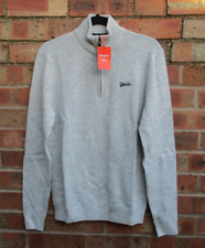 Mens Superdry Jumper Essential EMB Half Zip Knit Grey Marl Wool Small  36" BNWTs