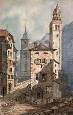 Visp Valais Switzerland - Watercolour Painting - 19th Century - Grand Tour