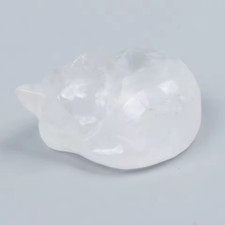 Natural Gemstone Sleeping Cat Figurine - Hand-Carved Gemstone