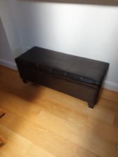 Dark Brown Leather Look Upholstered Bench Storage
