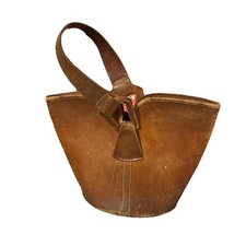 Vintage 1950’s Brown Leather Bucket Type Shopping Bag M 826