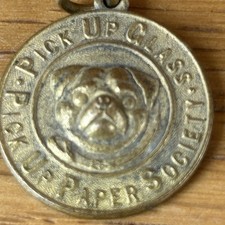 Pick Up Glass Paper Society small gilt medallion embossed pug dog Fattorini son