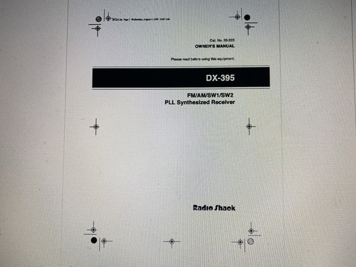Realistic 395 user manual - dx-395,