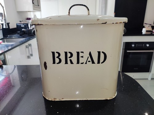 Old enamelware rare bread box - enamelware,