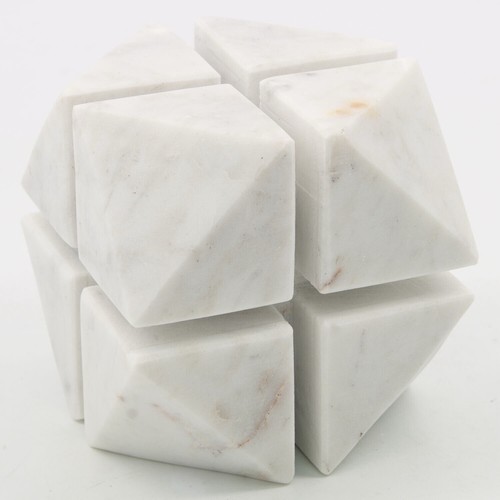 White ivory marble geo orb - ivory,