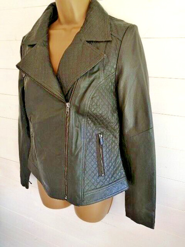 Leather biker jacket size - leather,