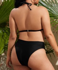 swimsuit Draw string bikini quick dry swimsuit New split plus-size solid color