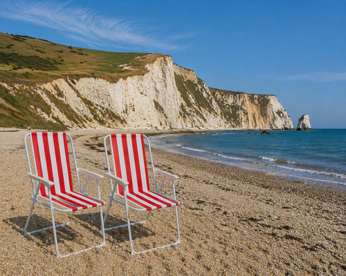 Folding metal beach chairs - 4x,