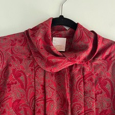 Eastex Heirloom 80s Vintage Red Paisley High Neck Blouse 18 20 Excellent Cond