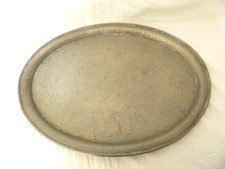 Pewter Oval Serving Tray Large Antique Hammered decoration By Barker Bros