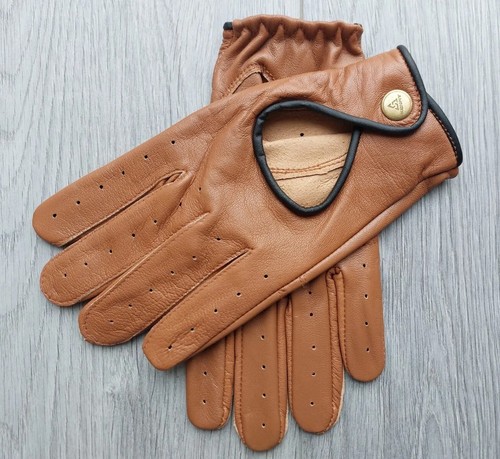 Leather driving gloves - leather, mens