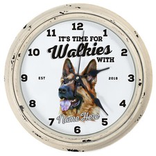 Personalised Kitchen Clock German Shepard Round Wall Hanging Dog Home Gift DC20