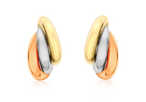 9ct gold tricolour stud - gold,