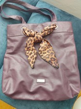 Lipsy Women's  Tote Bag Handbag. Aubergine / Burgundy With Leopard Print Lining