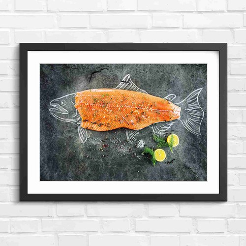 Fresh salmon fillet with - fillet, chalk