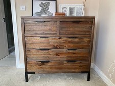 Oak Furnitureland Detroit Solid Hardwood & Metal 5 Drawer Chest RRP £399.99